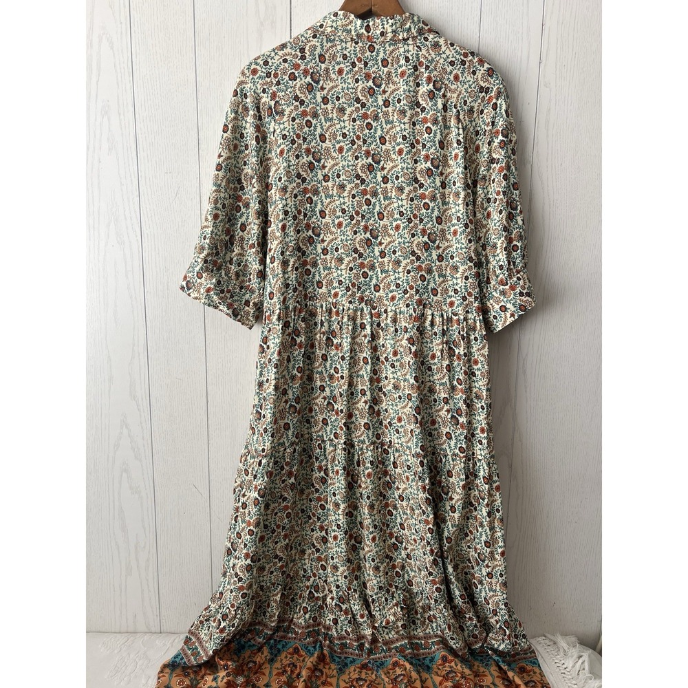 Natural Life Womens Floral Maxi Dress Size Medium Short Ballon Sleeve Boho - Picture 2 of 13
